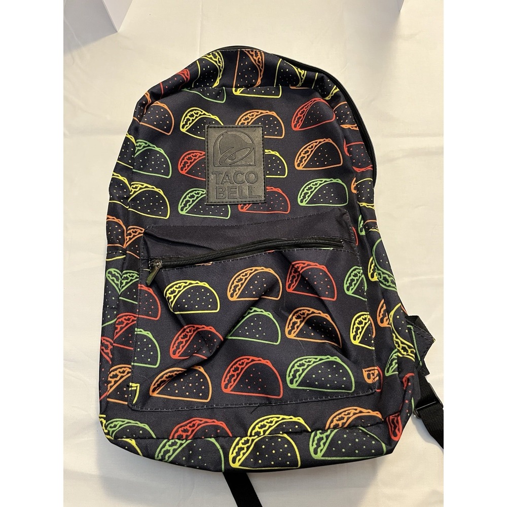 Taco Bell Backpack w/laptop Pouch Great Gift! Tacos, TB Logo Zippers, Adjustable